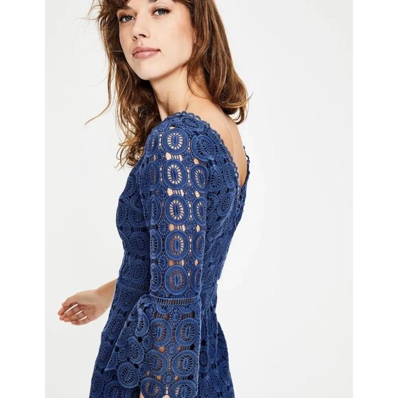Perfect Boden Rhiannon Lace Dress Opulant Blue Sheath Cocktail Wedding Guest 10R - Picture 4 of 10